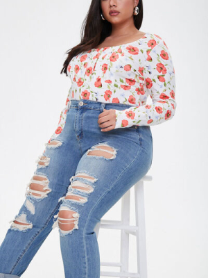 Plus Size Distressed Jeans