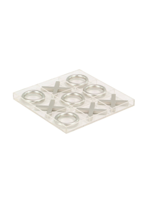 12" Modern Acrylic And Iron Tic Tac Toe Set - Olivia & May