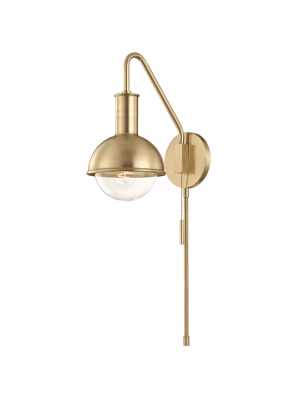 Riley 1 Light Wall Sconce With Plug - Aged Brass