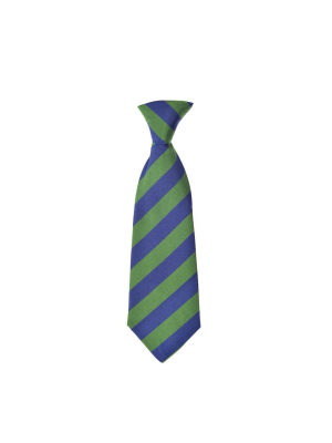 Cherwell Children's Silk Neck Tie - Blue & Green Varsity Stripes
