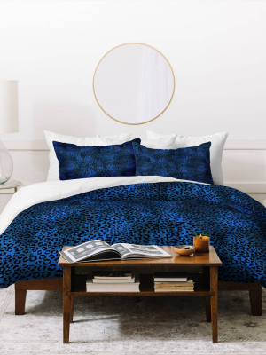 Schatzi Brown Leopard Duvet Set Blue