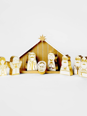 Wood Nativity Set Golden - Wondershop™