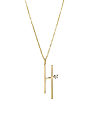 Type Letter "h" Diamond Pendant Necklace