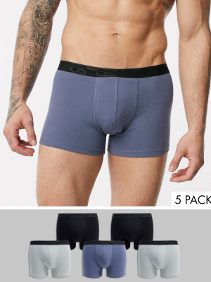 Asos Design 5 Pack Trunk With Tonal Branded Waistband Save