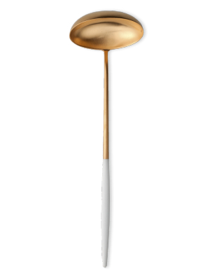 Goa Soup Ladle - Brushed Gold And White Handle