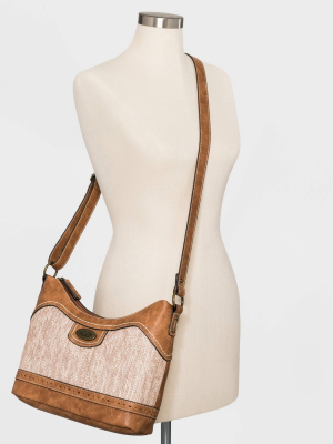 Bolo Basket Weave Straw Hobo Handbag - Brown