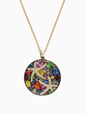 Effy Watercolors 14k Yellow Gold Multi Sapphire & Diamond Pendant, 5.71 Tcw