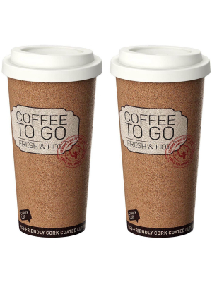 Life Story Corky Cup Reusable 16 Oz Insulated Travel Mug Coffee Thermos (2 Pack)