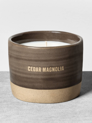 9.3oz Reactive Glaze Ceramic Container Candle Cedar Magnolia - Hearth & Hand™ With Magnolia