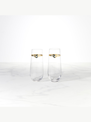 With Love 2-piece Stemless Toasting Flutes