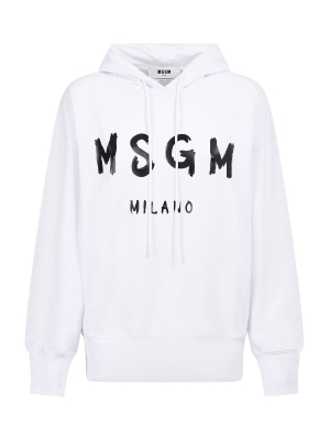 Msgm Logo Print Drawstring Hoodie