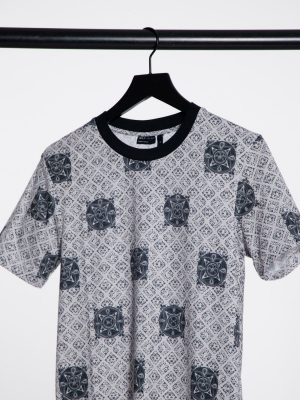 Asos Design Skinny Fit T-shirt With All-over Tile Print