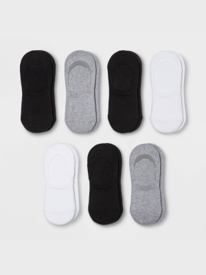 Women's Cushioned 6+1 Bonus Pack Liner Athletic Socks - All In Motion™ White/heather Gray/black 4-10