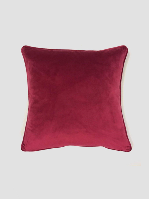 Piped Velvet Cushion 43x43cm In Wine