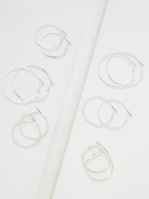 Aeo Silver Hoop Earrings 6-pack