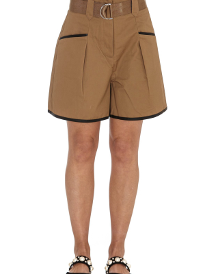 Self-portrait Contrast Trim Belted Shorts