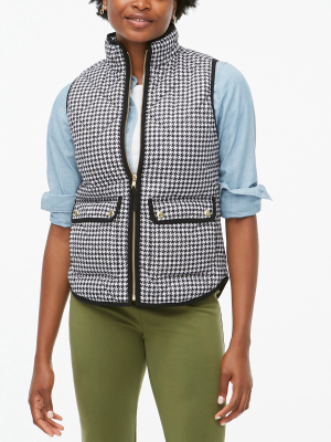 Houndstooth Puffer Vest With Snap Pockets