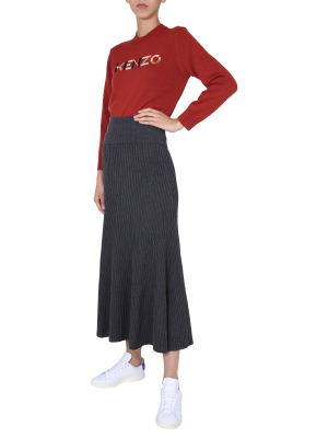 Kenzo Ribbed-knit Midi Skirt