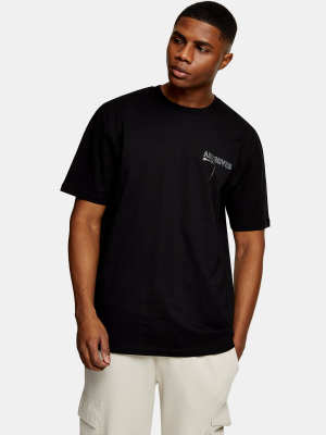 Black Text Print T-shirt