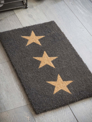 Charcoal Three Stars Coir Doormat