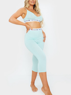 Prettylittlething Mint Bralet And Crop Legging Set