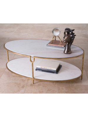 Global Views Iron And Stone Oval Coffee Table