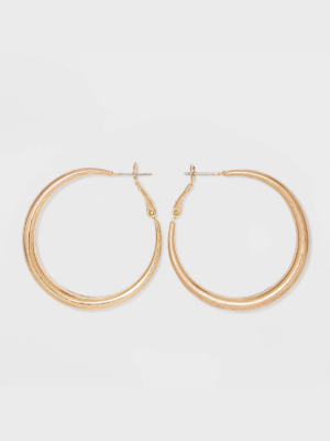 Worn Gold Hoop Post And Hinge Earrings - Universal Thread™ Gold