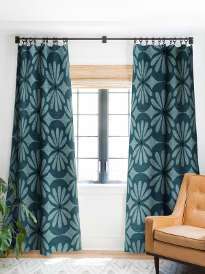 Heather Dutton Solstice Teal Single Panel Blackout Window Curtain By Deny Designs.