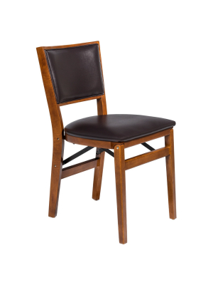 Set Of 2 Retro Upholstered Back Folding Chair Fruitwood - Stakmore