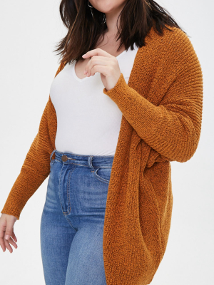 Plus Size Draped Open-front Cardigan