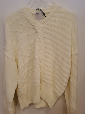 Deconstructed Cable Knit Sweater - Ivory