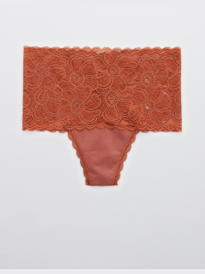 Aerie Festive Lace Thong Underwear