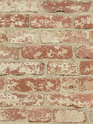 Stuccoed Brick Peel & Stick Wallpaper In Red By Roommates For York Wallcoverings