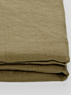 100% Linen Fitted Sheet In Moss