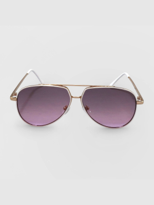 Women's Aviator Metal Silhouette Sunglasses - Wild Fable™ Gold