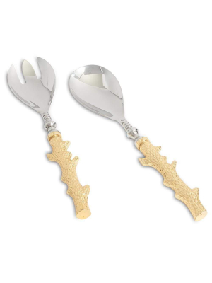 Julia Knight Coral Salad Serving Set In Gold