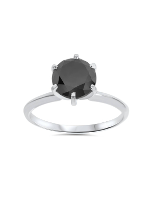 Pompeii3 2 1/3ct 14k White Gold Black Diamond Solitaire Engagement Ring