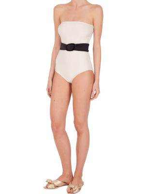 Geometrique Solid Strapless Swimsuit