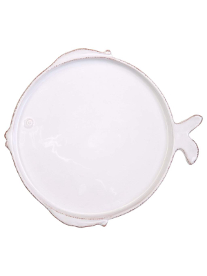 Vietri Lastra Fish White Dinner Plate