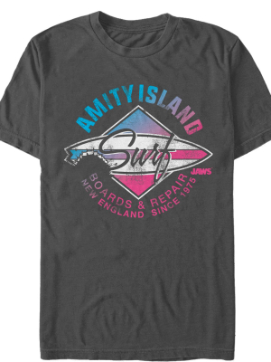 Men's Jaws Amity Island Surfboard Repair T-shirt