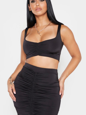 Shape Black Ruched Front Mini Skirt