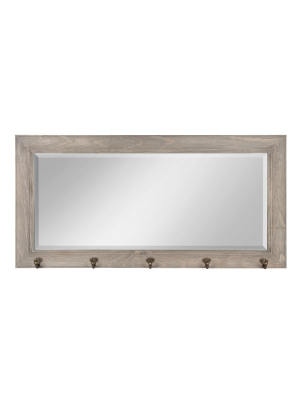 36" X 2" Pub Mirror With Metal Hooks Gray - Designovation