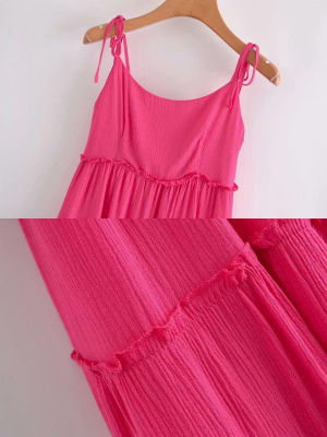 'cucci' Tied Straps Flare Mini Dress (2 Colors)