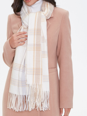 Plaid Fringe-trim Scarf