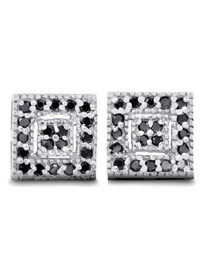 Pompeii3 1/3ct Pave Black Diamond Studs 10k White Gold