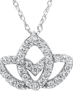 Pompeii3 3/8ct Diamond Lotus Flower Pendant Necklace 14k White Gold