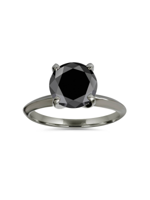 Pompeii3 2ct Black Diamond Solitaire Engagement Ring 14k Black Gold