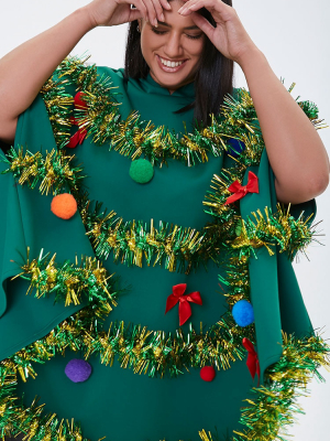 Plus Size Christmas Tree Poncho