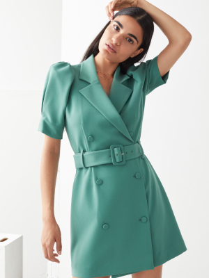 Puff Sleeve Belted Mini Dress