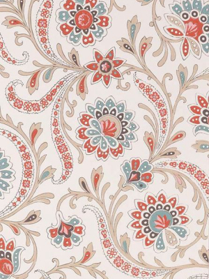 Sample Baville Wallpaper In Red And Taupe From The Les Indiennes Collection By Nina Campbell